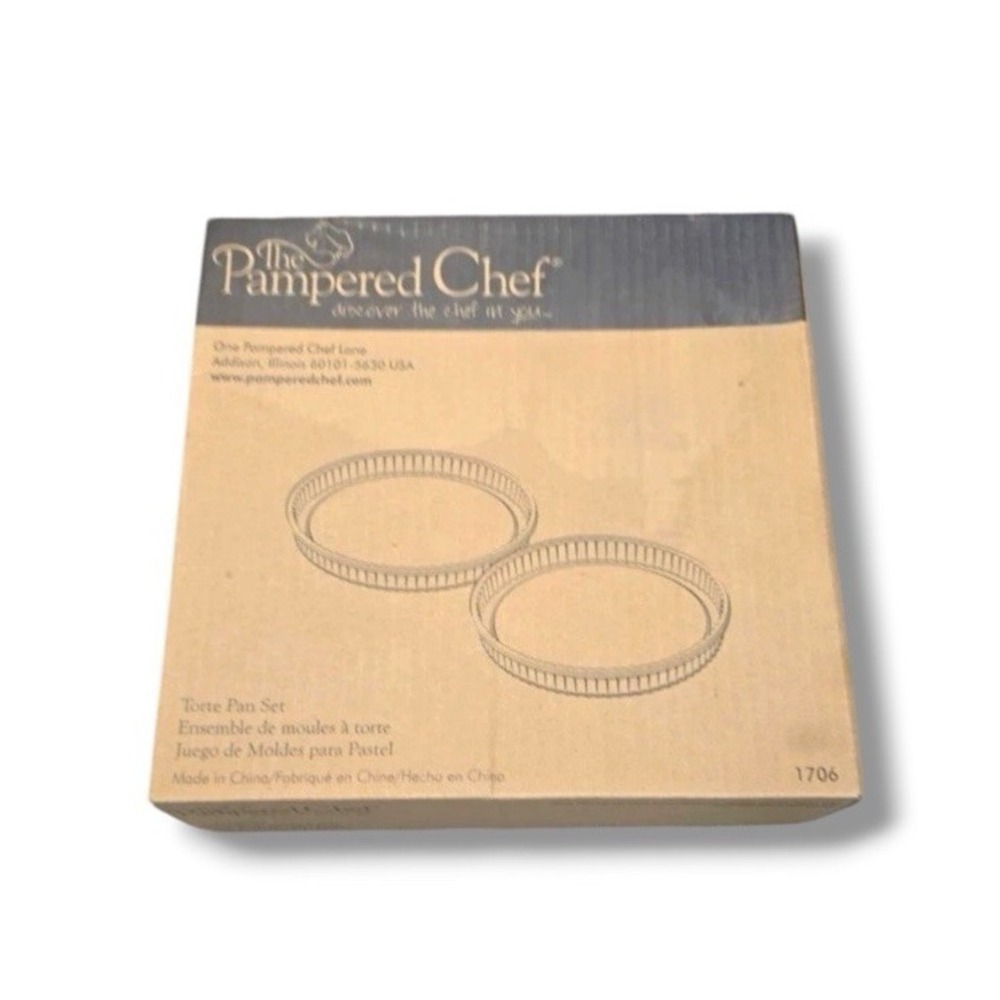 Pampered Chef Torte Pan Set 10.5" Round Fluted Side 1706 Baking Gourmet NO BOX